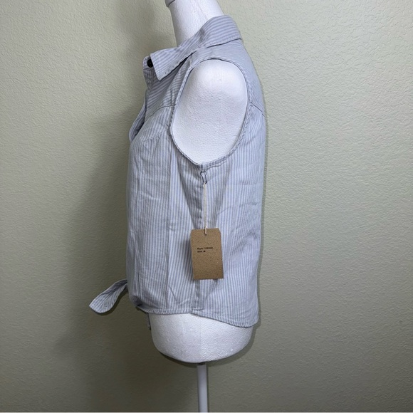 Lone Star Designed by NY Denim Sleeveless Tie Bottom M NWT Snaps Stripes Cotton - Picture 5 of 7